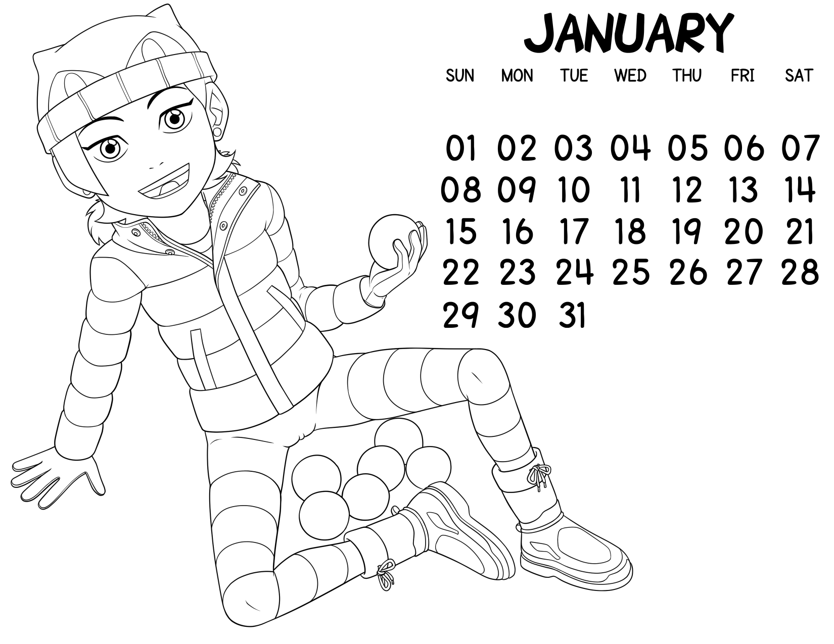 Loli Club Calendar 01 January Gwen Lines