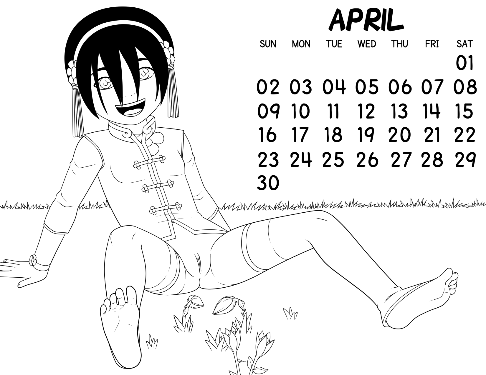Loli Club Calendar 04 April Toph Lines