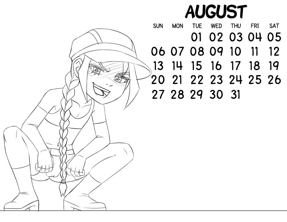 Loli Club Calendar 08 August Cindy Sketch