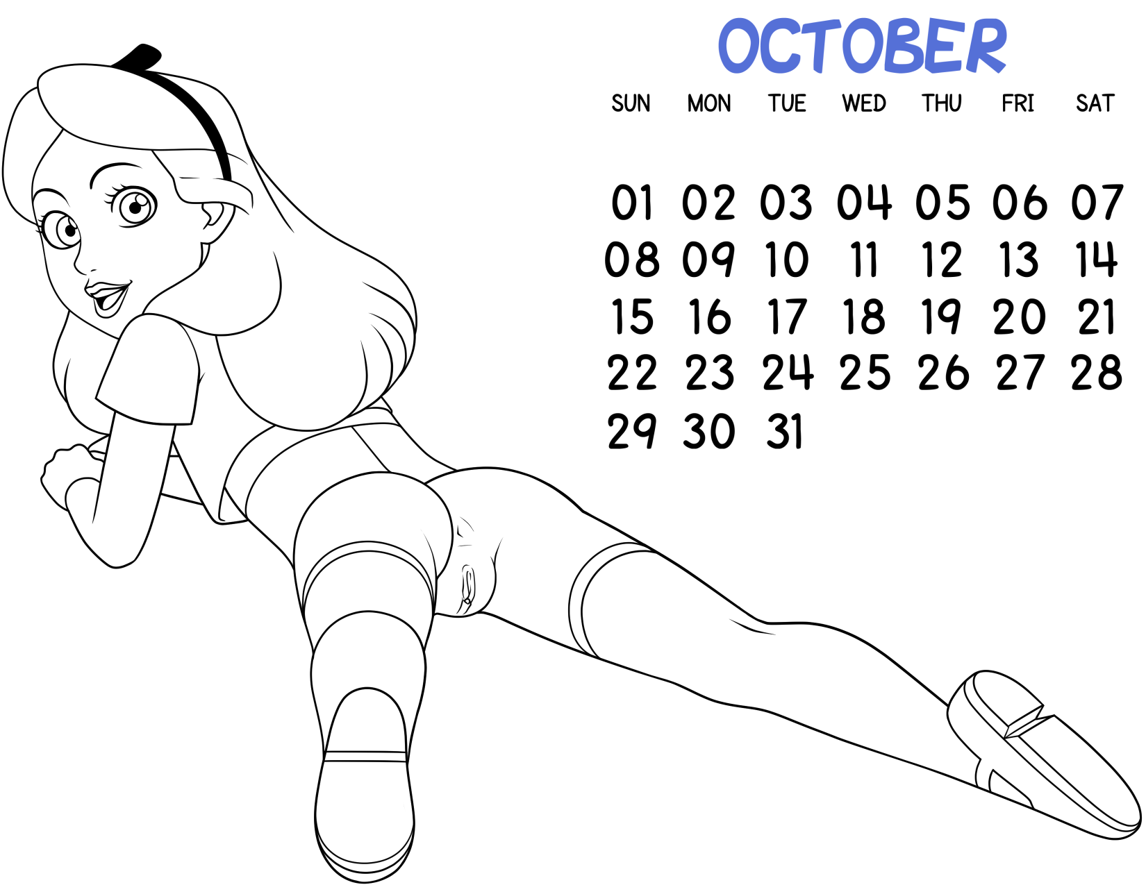 Loli Club Calendar 10 October Alice Lines