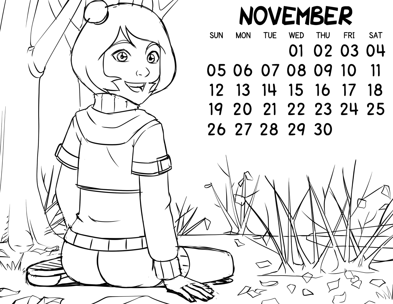 Loli Club Calendar 11 November Jinora Sketch